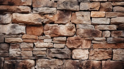 Obraz premium Detailed Natural Brown Stone Wall Texture with Rough and Aged Surface
