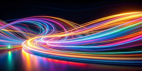 Abstract Colorful Light Trails Swirling in Dynamic Motion