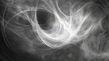 Naklejka premium Abstract white light waves, black and white abstract design, modern wall decor, digital art print