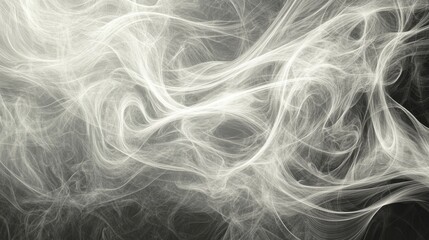 Abstract White Swirling Smoke on Black Background
