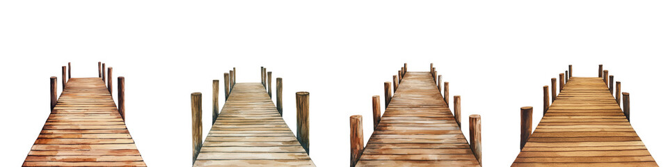 Fototapeta premium Tranquil Wooden Pier Extending Over Serene Body of Water