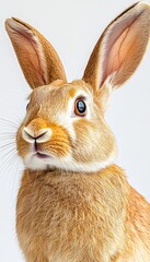 Fototapeta premium A close-up of a realistic rabbit with detailed fur and expressive features.
