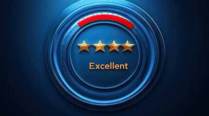 Obraz premium Five Star Rating Graphic with Excellent Performance Indicator