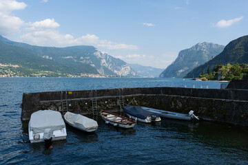 Fototapeta premium The village of Onno, a small settlement on the shore of Lake Como