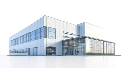 Modern glass manufacturing factory building with clean and bright design