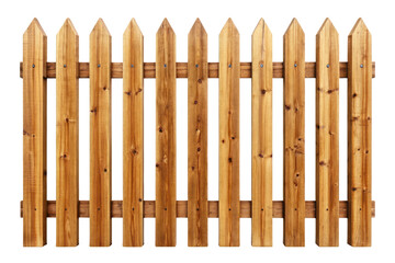Wooden Picket Fence Isolated on Transparent Background