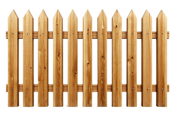 Wooden Picket Fence Isolated on Transparent Background