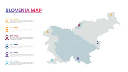 Slovenia Modern Map Infographic Template, Detailed infographic map of Slovenia Popular City