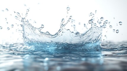 Blue water wave splashing on a white background. Wallpaper. Banner. Backdrop