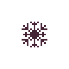 Snowflake emoji, pixel art 1-bit icon. Design for greeting card, logo, sticker, web, mobile app.isolated vector illustration. 