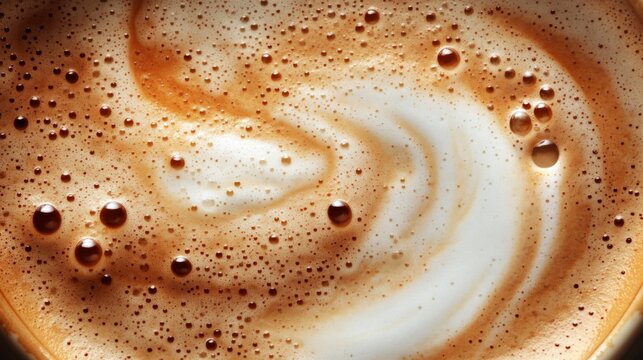 Close Up Of Coffee Froth Swirl Design