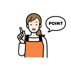笑顔でポイントを伝える主婦のイラスト。