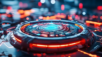 futuristic tech hud interface red blue - cyberpunk aesthetics