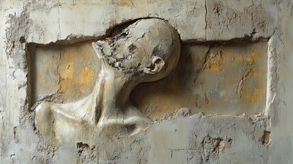 Embodied Ruin A Recessed Figure In Grey And Gold