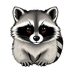 Obraz premium Adorable Raccoon Clipart, Isolated On A White Background, Showcasing A Simple And Charming Design.