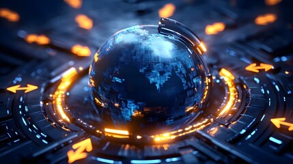 global network, digital world, tech globe - futuristic technology