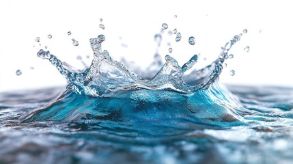 Blue water wave splashing on a white background. Wallpaper. Banner. Backdrop
