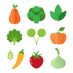 Natural vegetable elements collections Set for business branding in white background