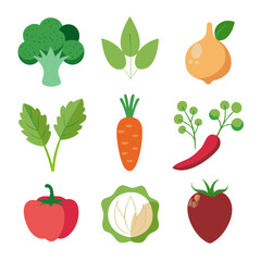 Natural vegetable elements collections Set for business branding in white background