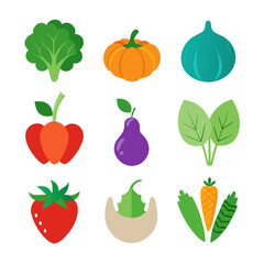 Natural vegetable elements collections Set for business branding in white background
