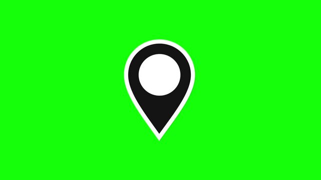 Animated map pin icon green screen