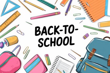 Back To School Supplies  Scattered Around