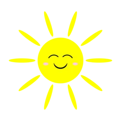 Fröhliche Sonne mit lachendem Gesicht, zwinkernden Augen und leuchtenden Wangen © Sandra