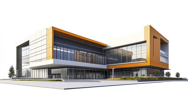 Modern university auditorium building with spacious design and vibrant colors