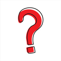 Hand drawn Question mark icon in doodle style on white background