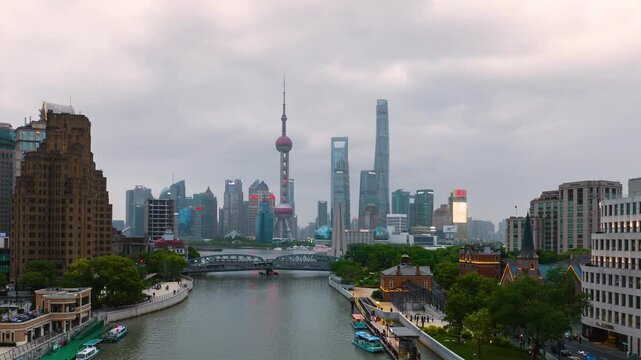 Shanghai Waitan Hyperlapse by day