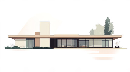 Modern suburban house with clean lines and cozy design elements