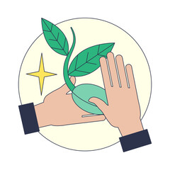 Obraz premium Hands nurturing a seedling, symbolizing growth and care.