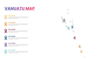 Vanuatu Modern Map Infographic Template, Detailed infographic map of Vanuatu Popular City