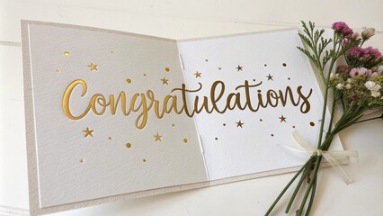Congratulations greeting card featuring floral and leaf design, perfect for well done moments, graduation, new job, new house, exam success, celebrations, and special occasions.