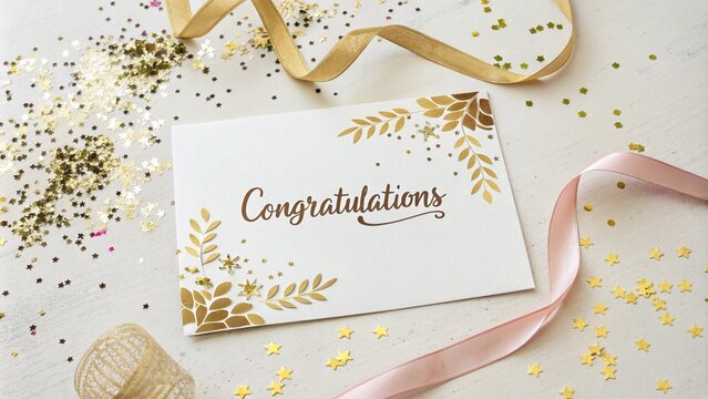 Congratulations greeting card featuring floral and leaf design, perfect for well done moments, graduation, new job, new house, exam success, celebrations, and special occasions.