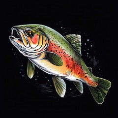 Fototapeta premium the AI Image Generator, Dynamic Illustration of a Lively Trout Fish