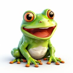 Obraz premium the AI Image Generator, Cheerful Cartoon Frog with Bright Green Skin