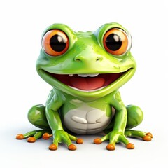 Fototapeta premium the AI Image Generator, Cheerful Cartoon Frog with Bright Green Skin
