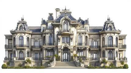 Luxurious castle like mansion with grand and regal design features