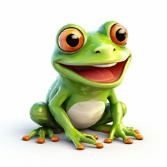 Obraz premium the AI Image Generator, Cheerful Cartoon Frog with Bright Green Skin
