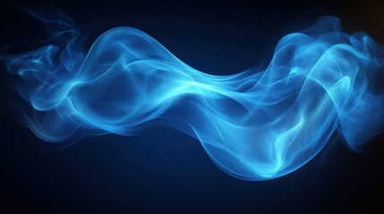 Fototapeta premium Abstract blue glowing smoke wave on dark background.