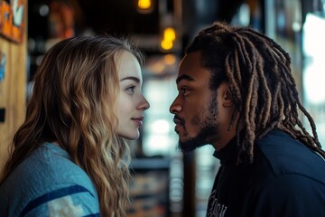 Naklejka premium Meaningful Exchange of Gazes Conveying Trust and Unspoken Understanding Between Two People