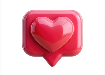 3D Chat Balloon Heart Notification - Social Media