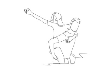 Affectionate couple on vacation. Romantic trips concept one-line drawing