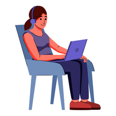 Illustration of a Woman Working Remotely