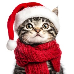 Merry Christmas concept holiday vacation, winter animal pet greeting card, cool chameleon with Santa hat and sunglasses, isolated on red background 