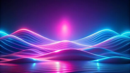 Abstract Neon Landscape with Glowing Curves and Vibrant Hues