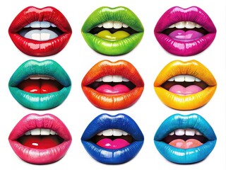 Comic Female Lips - Pop Art Retro Kissing Smiles