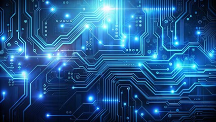 Abstract Digital Circuitry Background Illuminated Pathways of Data Transmission