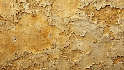 Textured Background of Weathered Ochre Wall with Flaking Plaster